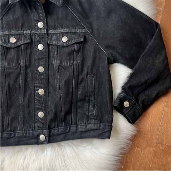 Madewell Cropped Black Denim Jacket Lunar Wash XXS 90s Fit - Picture 3 of 11